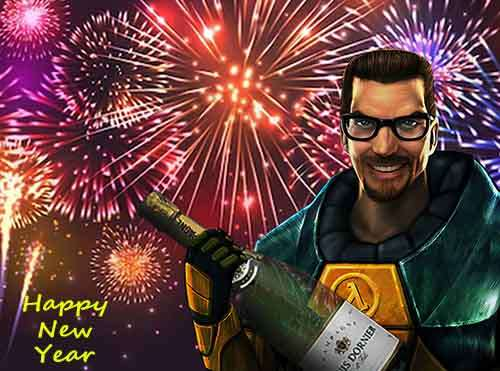 it's an image of gordon freeman, grinning with glee at the thought of following up on his new years resolutions!